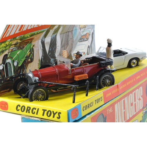 403 - Corgi No. GS40 The Avengers comprising Bentley in Red, Lotus Elan plus John Steed and Emma Peel Figu... 