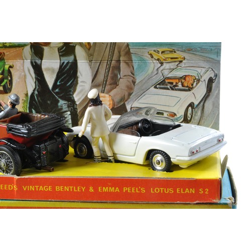 403 - Corgi No. GS40 The Avengers comprising Bentley in Red, Lotus Elan plus John Steed and Emma Peel Figu... 