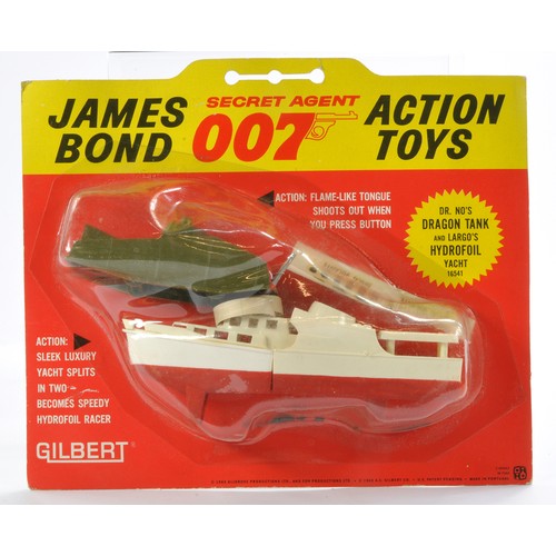 409 - Gilbert James Bond 007 Carded Blister Pack comprising Dr No's Dragon Tank and Largos Hydrofoil Yacht... 