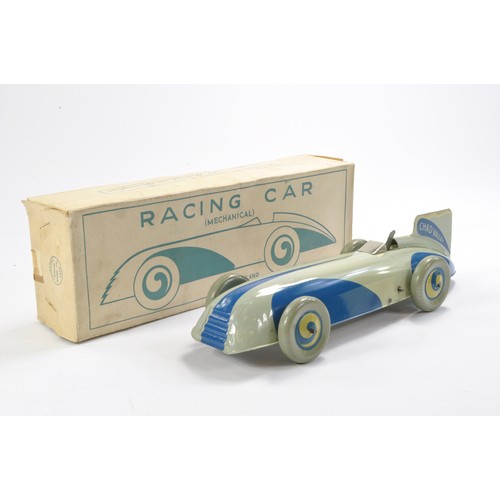 447 - Chad Valley Mechanical Tin Plate Racing Car. Excellent in good working order with very little sign o... 