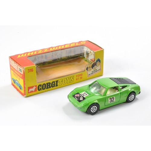 476 - Corgi No. 316 Ford GT70. Green with white interior. Excellent with very little sign of wear in very ... 