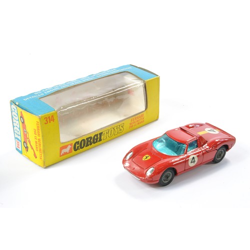 478 - Corgi No. 314 Ferrari Berlinetta 250 Le Mans. Red, racing no. 4, chrome interior, wire hubs. Excelle... 