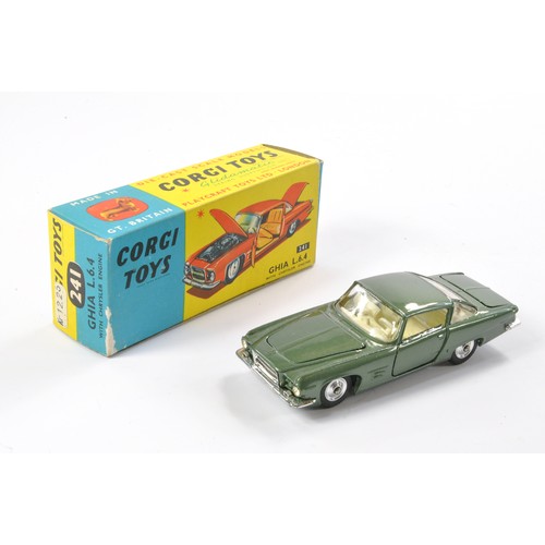 485 - Corgi No. 241 Ghia L.6.4. Sage Green with white interior, chrome trim and spun hubs. Excellent with ... 