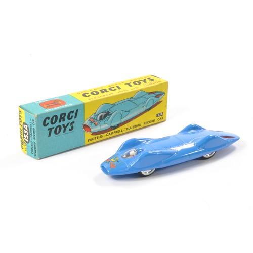 492 - Corgi No. 153A Proteus Campbell Bluebird Record Car. Very good to excellent, notable blemish to fron... 