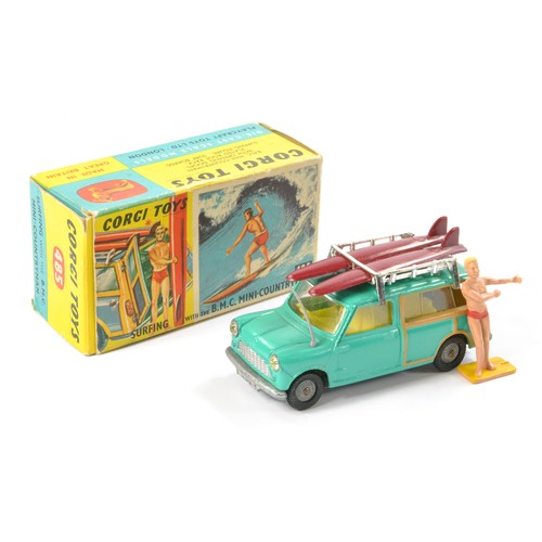 493 - Corgi No. 485 BMC Mini Countryman with Surfer. Generally excellent, a couple of specks in good to ve... 