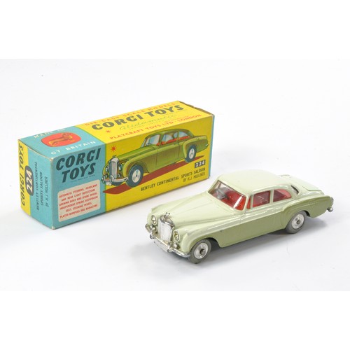 497 - Corgi No. 224 Bentley Continental Sports Saloon. Two tone green with red interior. Very good to exce... 