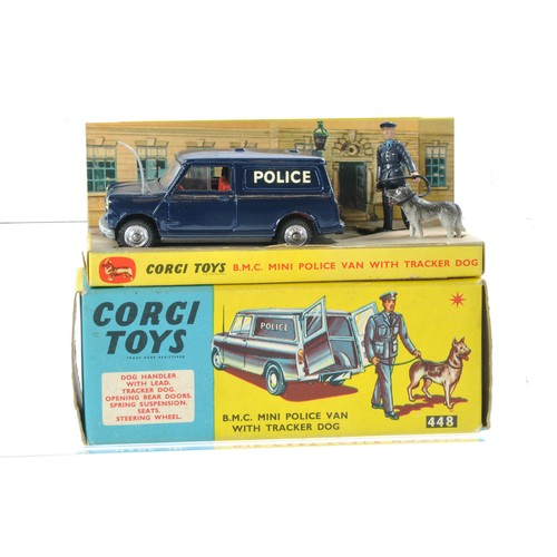 521 - Corgi No. 448 BMC Mini Police Van with Tracker Dog. Generally excellent, very little sign of wear in... 