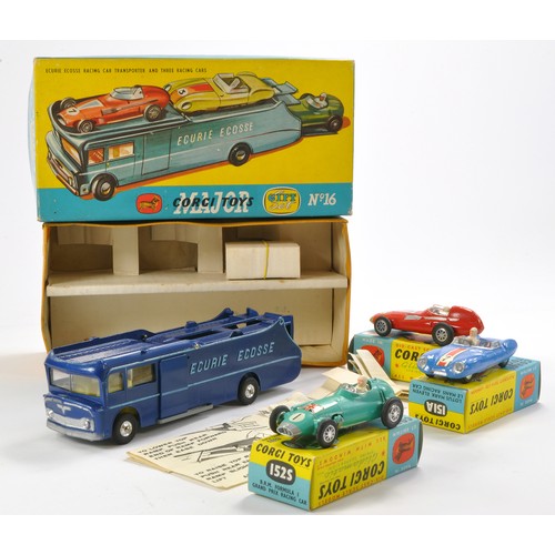 529 - Corgi No. GS16 Gift Set Ecurie Ecosse comprising 1) Ecurie Ecosse Car Transporter. Dark blue with bl... 