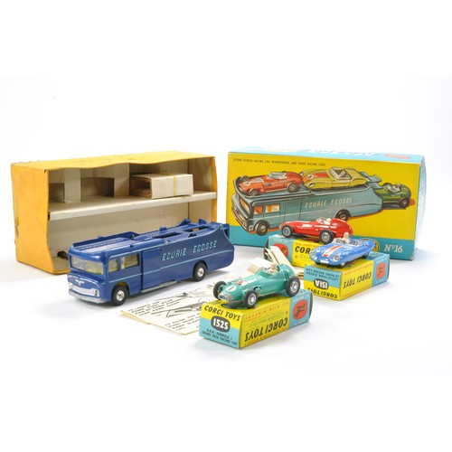 529 - Corgi No. GS16 Gift Set Ecurie Ecosse comprising 1) Ecurie Ecosse Car Transporter. Dark blue with bl... 