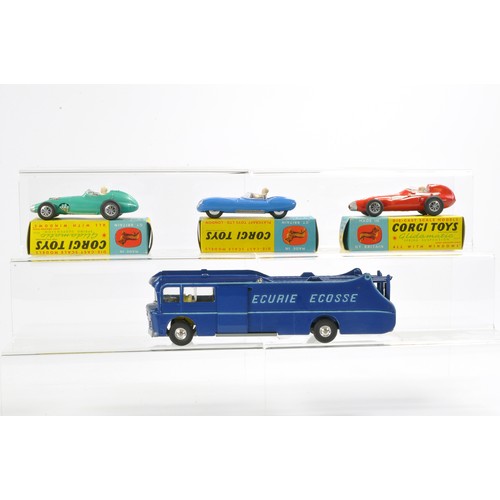 529 - Corgi No. GS16 Gift Set Ecurie Ecosse comprising 1) Ecurie Ecosse Car Transporter. Dark blue with bl... 