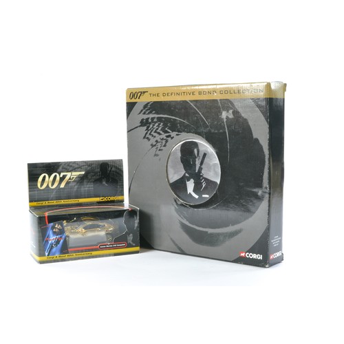 533 - Corgi James Bond 007 Duo comprising Film Canister Set and 40th Anniversary Gold Aston Martin Vanquis... 