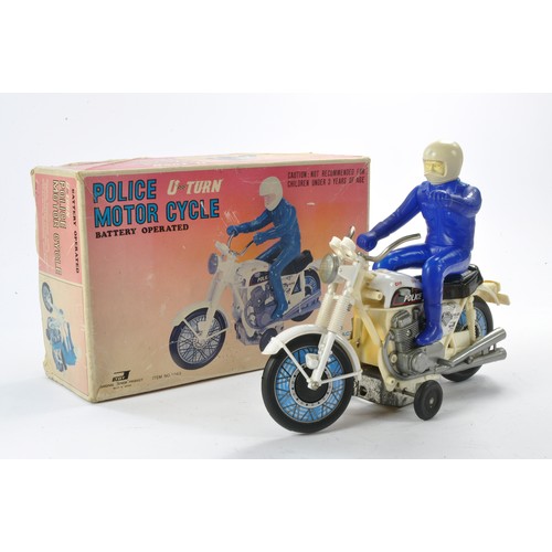 632 - J-Toy Junior Product No. 1043 Battery Operated Police Motorcycle. In good working order, some minor ... 