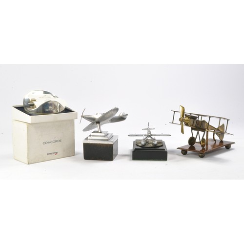 611 - An interesting combination of Aircaft Desk Models including Brass Similar Metal work issues plus Con... 