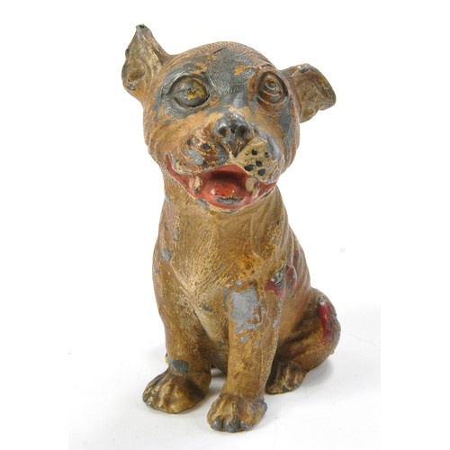 626 - Unusual large 'Gilt' style lead metal French Bulldog. Some of the coating wearing away.