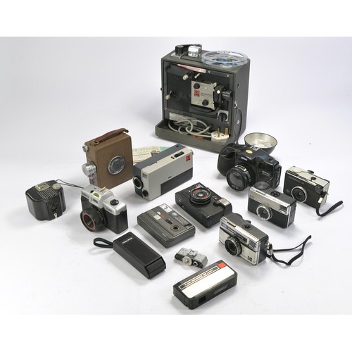 648 - A Collection of Vintage Cameras and Film Equipment comprising of:  Agfamatic 50, Kodak Instamatic 13... 