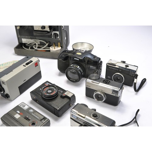 648 - A Collection of Vintage Cameras and Film Equipment comprising of:  Agfamatic 50, Kodak Instamatic 13... 