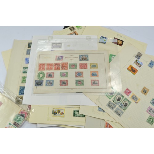 218 - Stamps interest comprising a collection of South American issues contained mostly on loose sheets as... 