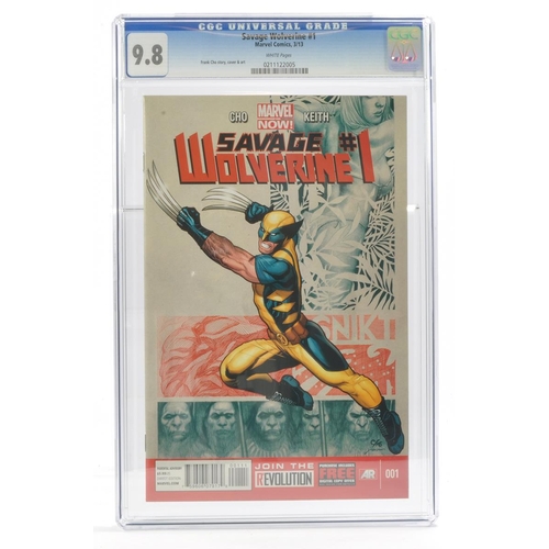 158 - Graded Comic Book Interest Comprising Savage Wolverine #1 - Marvel Comics 3/13. Frank Cho story, cov... 