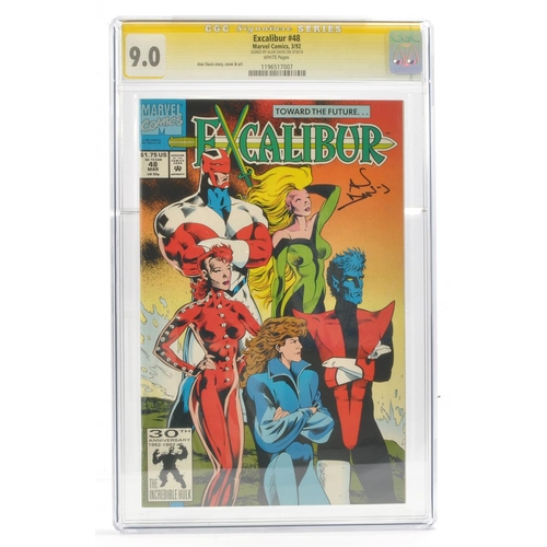 179 - Graded Comic Book Interest Comprising Excalibur #48 - Marvel Comics 3/92. Signed by Alan Davis on 03... 