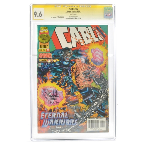 180 - Graded Comic Book Interest Comprising Cable #35 - Marvel Comics 9/96. Signed by Ian Churchill on 03/... 