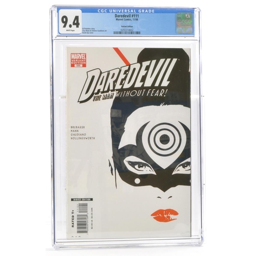 61 - Graded Comic Book Interest Comprising Daredevil #111 - Marvel Comics 11/08 -Variant Edition - Ed Bru... 