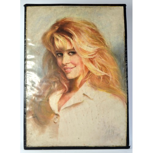 223 - An unusual and large original mounted Portrait of what appears to be Claudia Schiffer, signed by Wan... 