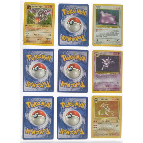 228 - Pokemon Cards comprising Fossil Series - 53/62 cards. Sealed within binder sheets as shown.