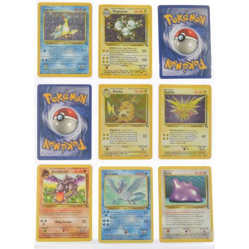 228 - Pokemon Cards comprising Fossil Series - 53/62 cards. Sealed within binder sheets as shown.