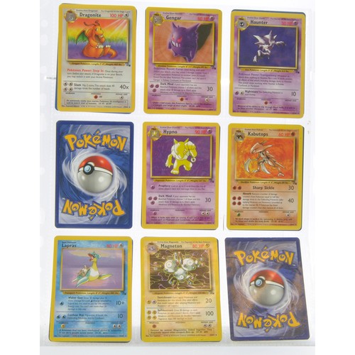 228 - Pokemon Cards comprising Fossil Series - 53/62 cards. Sealed within binder sheets as shown.