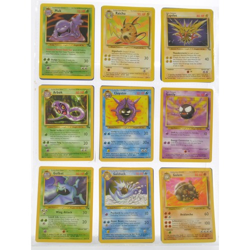 228 - Pokemon Cards comprising Fossil Series - 53/62 cards. Sealed within binder sheets as shown.