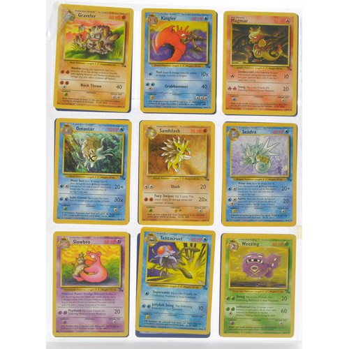 228 - Pokemon Cards comprising Fossil Series - 53/62 cards. Sealed within binder sheets as shown.