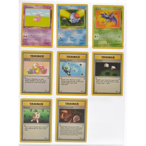 228 - Pokemon Cards comprising Fossil Series - 53/62 cards. Sealed within binder sheets as shown.