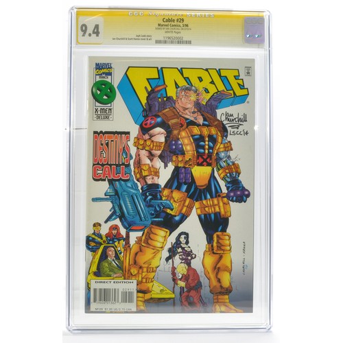 235 - Graded Comic Book Interest Comprising Cable #29 - Marvel Comics 3/96 - Signed by Ian Churchill on 3/... 