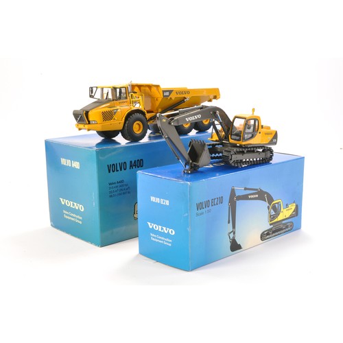 69 - Volvo 1/50 construction duo comprising A40D Haul Truck plus EC210 Tracked Excavator. Whilst both loo... 