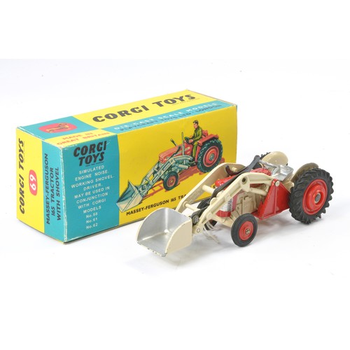 276 - Corgi Massey Ferguson 65 with front loader. Generally very good with the odd mark with incorrect rep... 