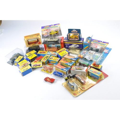 656 - A group of diecast including carded and boxed issues in addition to a quantity of well worn Matchbox... 