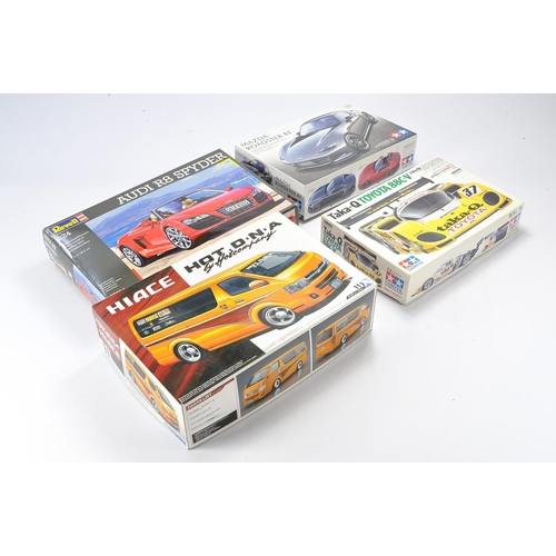 55 - A group of 1/24 scale Model Cars and Racing Kits comprising Tamiya Taka-Q Toyota 88C-V, Aoshima Hot.... 