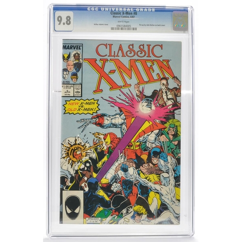 Graded Comic Book Interest Comprising Classic X -Men #8 - Marvel Comics 4/87 - Arther Adams Cover - Pin-Up By John Bolton On Back Cover - CGC Grade 9.8 - White Pages.