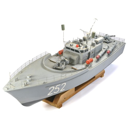 281 - An impressive scratch built 1.2M long Radio Controlled Naval Gun Boat. Built by a dedicated enthusia... 