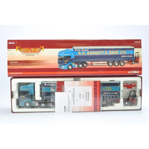 184 - Corgi Diecast Model Truck issue comprising No.CC13717 Scania R SERIES Topline Curtainside/ Moffett K... 