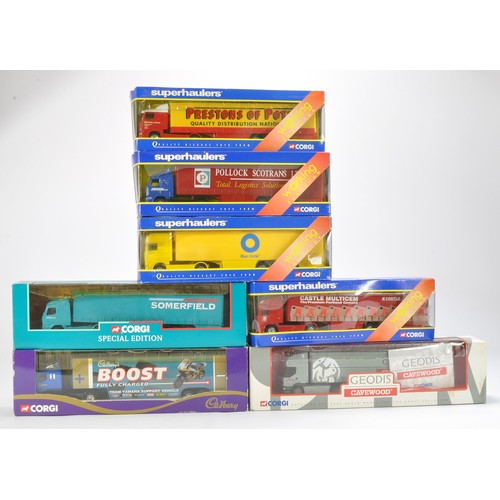 203 - A group of 7 Corgi Diecast Truck issue comprising 1) No. 59519 Cadburys Boost Bike Team Volvo Race t... 