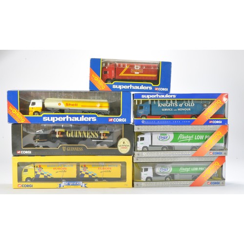 204 - A group of 7 Corgi Diecast Trucks issue comprising 1) No. TY86712 Volvo Rigid Truck & CC Trailer in ... 
