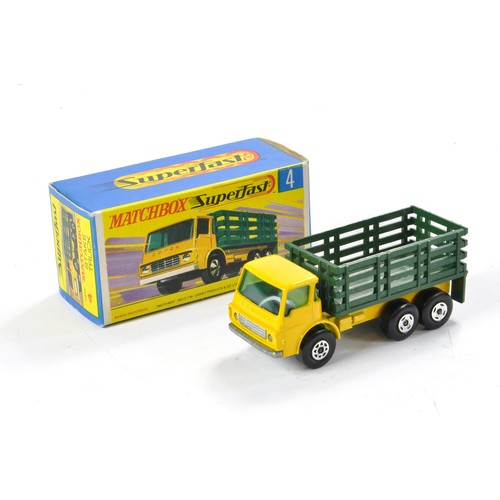 452 - Matchbox Superfast No. 4a Dodge Stake Truck. Light yellow cab with mixed wheel variations. Excellent... 