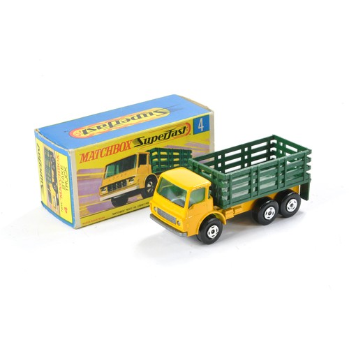 453 - Matchbox Superfast No. 4a Dodge Stake Truck. Darker yellow cab with mixed wheel variations. Excellen... 