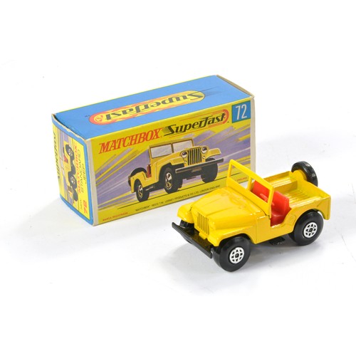 454 - Matchbox Superfast No. 72a Standard Jeep. Yellow with red sears. Excellent with little sign of wear ... 