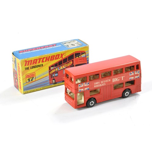 468 - Matchbox Superfast No. 17a Londoner Bus in the livery of Scotch Whiskies. Hard to find. Appears Exce... 