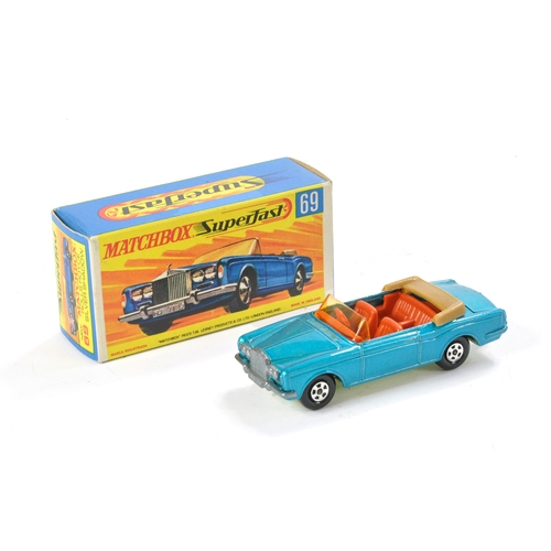 477 - Matchbox Superfast No. 69a Rolls Royce Silver Shadow. Metallic blue with pale yellow base. Generally... 