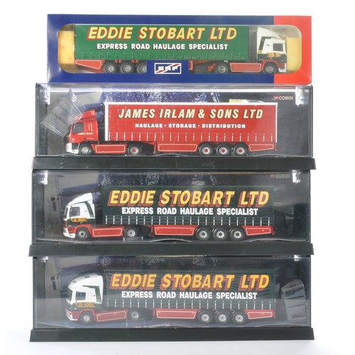 426 - A group of four boxed commercial diecast from Corgi and Tekno to include three trucks in Eddie Stoba... 