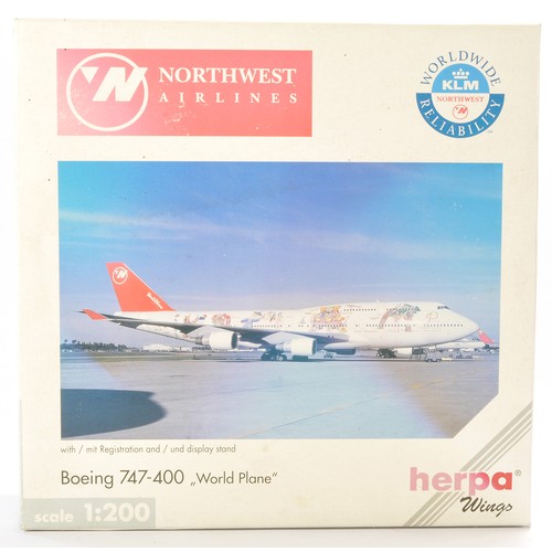 60 - Herpa 1/200 plastic model aircraft comprising Boeing 747-400 in the livery of NW Airlines. Looks to ... 