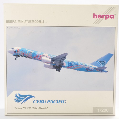 61 - Herpa 1/200 plastic model aircraft comprising Boeing 757-200 in the livery of Cebu Pacific. Looks to... 